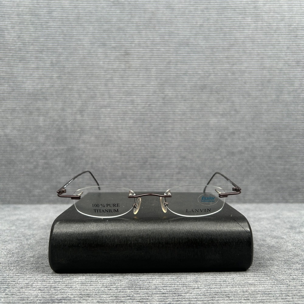 Lanvin Titanium Rimless Y2k Eyeglasses Bronze Oval Frames LA 2234 003